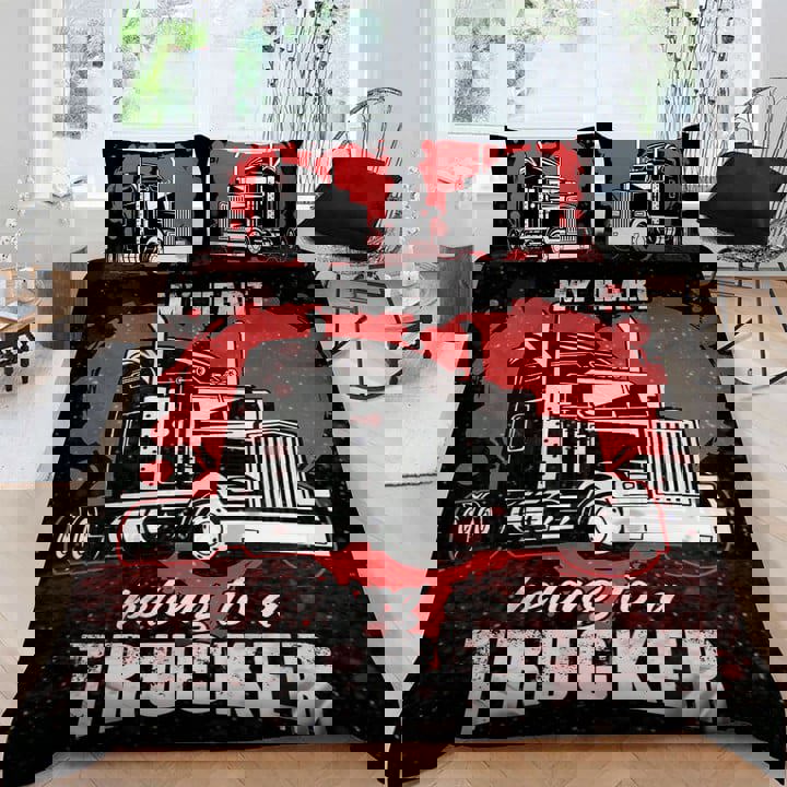 Trucker Bedding Set My Heart Belong To A Trucker
